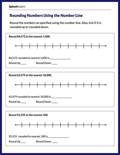 rounding using a number line worksheet