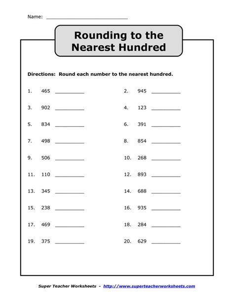 Rounding Worksheets Nearest Hundred Super Teacher Worksheets Rounding To The Nearest Hundred Worksheet - Rounding To The Nearest Hundred Worksheet