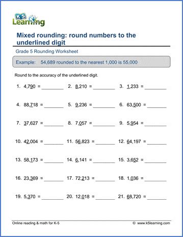 Rounding Worksheets Round To The Underlined Digit Worksheet - Round To The Underlined Digit Worksheet
