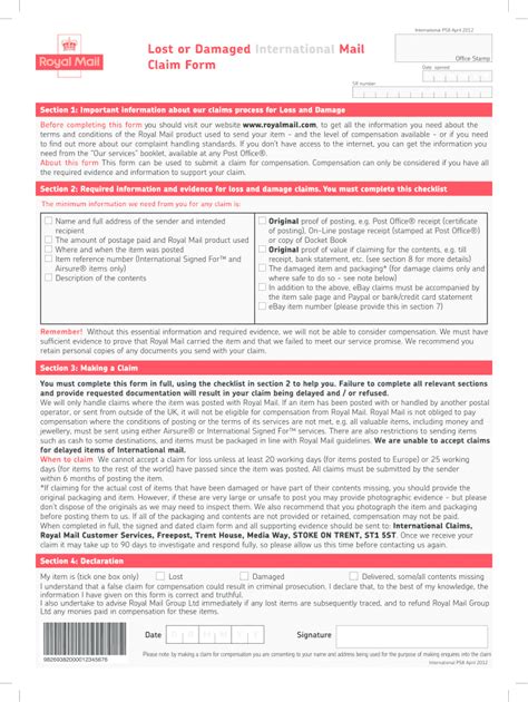 Royal Mail Claim