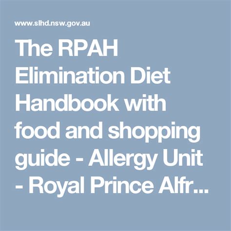 Read Online Rpah Elimination Diet Handbook Allergy Downunder 
