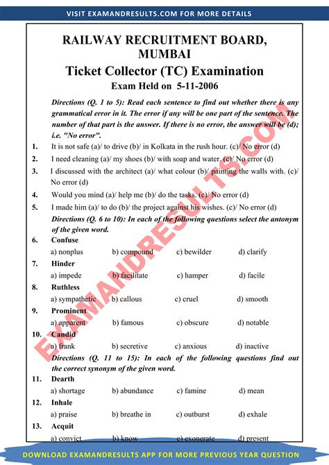 rrb exam question paper develop india
