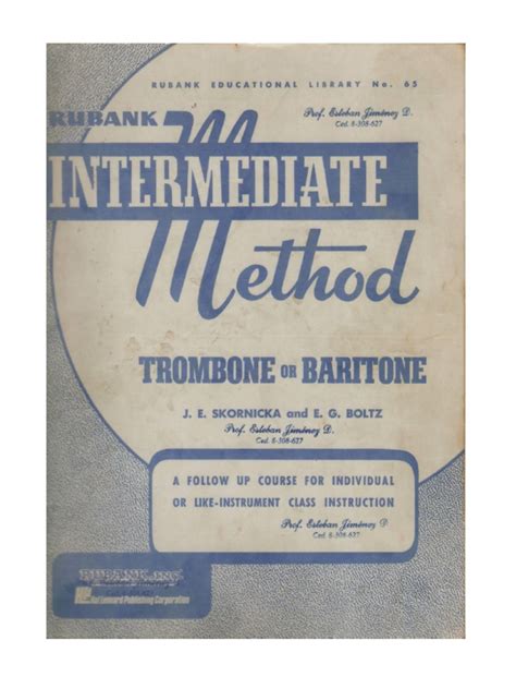 Rubank Intermediate Method Trombone Or Baritone Rubank Educational Library Rubank Educationial Library