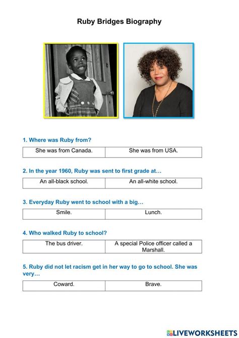 ruby bridges online biography for third grade