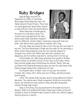 Ruby Bridges Reading Comprehension Passage The Measured Mom Bridges For 2nd Grade Worksheet - Bridges For 2nd Grade Worksheet