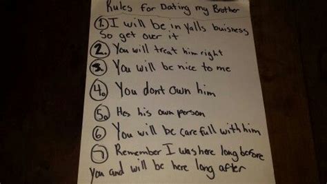 rules for dating my brother