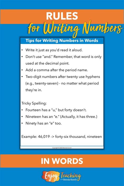 rules in writing numbers in words