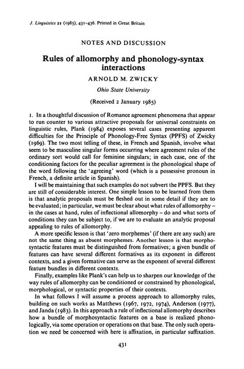 Full Download Rules Of Allomorphy And Phonology Syntax Interactions 