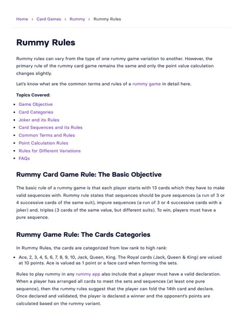 Rummy Rules Pdf