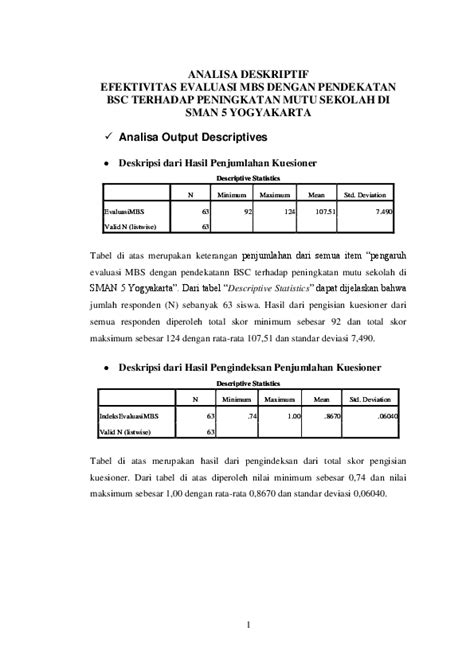 Rumus Analisa Data Deskriptif