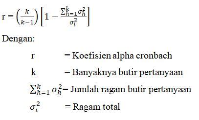 rumus cronbach alpha | Pengujian Reliabilitas Alat Ukur Alpha Cronbach atau