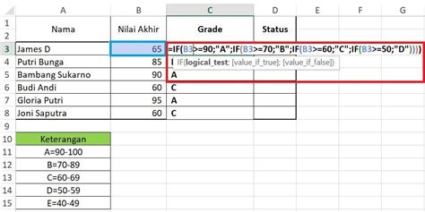 rumus if dalam excel | Buatkan saya Dokumen Kerja di Google Spreadsheet