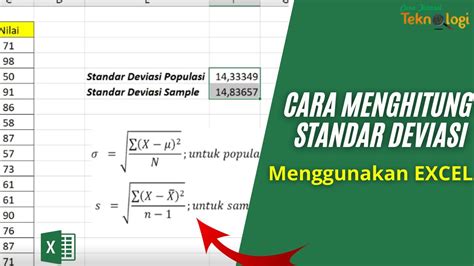rumus standar deviasi excel | Cara Mencari Standar Deviasi di Excel dengan