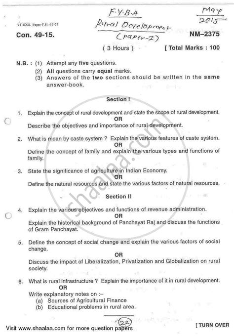 Rural Development Question Paper