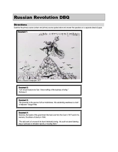 Russian Revolution Dbq Answer Key