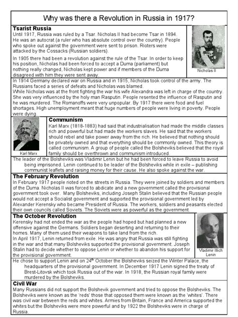 Russian Revolution Worksheet