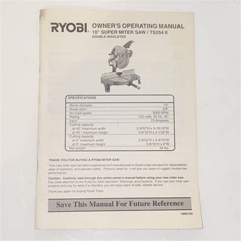 Ryobi 582 Operating Manual