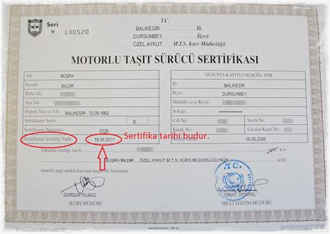 sürücü belgesi sertifikası