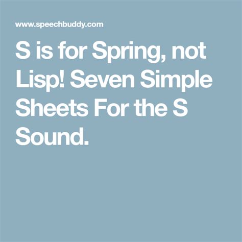 S Is For Spring Not Lisp Speech Sheets S Sound Worksheet - S Sound Worksheet