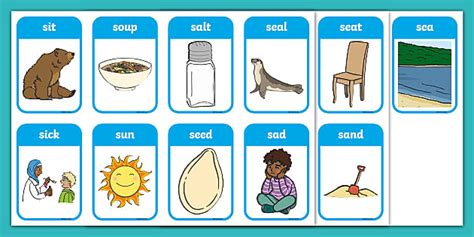S Sound Picture Cards Letter S Initial Words S Sound Words With Pictures - S Sound Words With Pictures