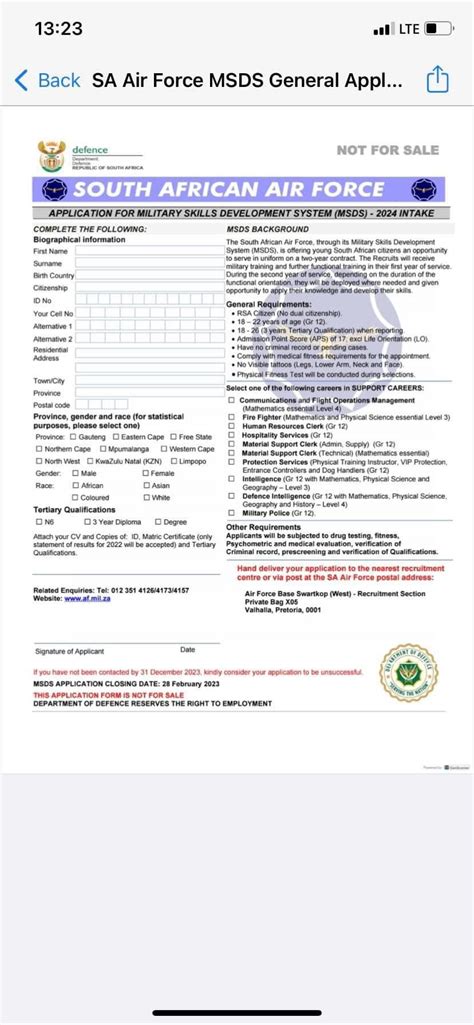 sa airforce application form for 2015