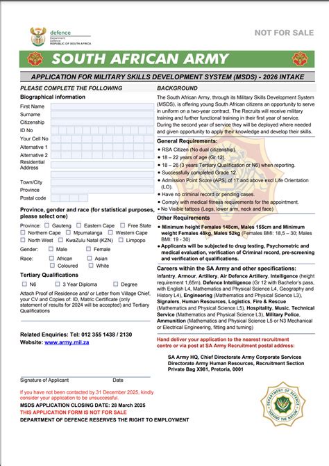 Sa Army Application Forms 2014 Bing