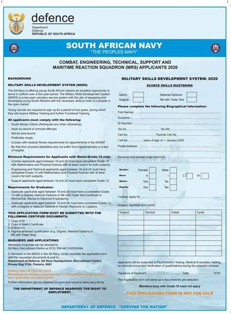 Sa Navy Application Forms 2014