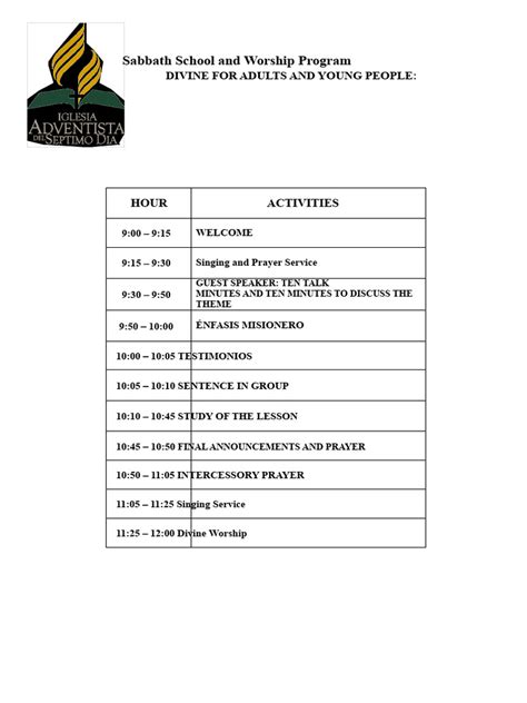 Sabbath School Program Outline