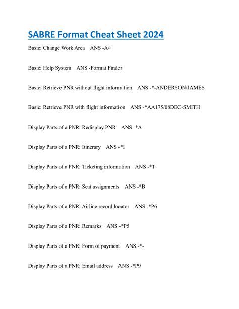 sabre format guide preview vocational instruction and