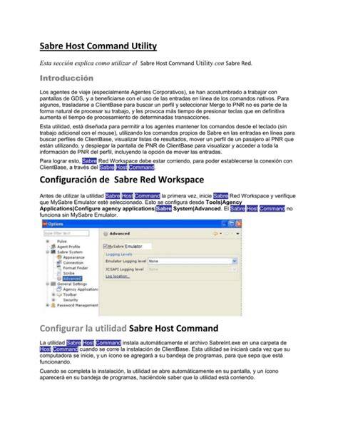 sabre host command for sabre workspace utility