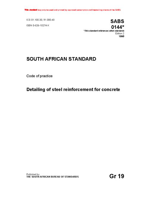Sabs 0144 Code Of Practice