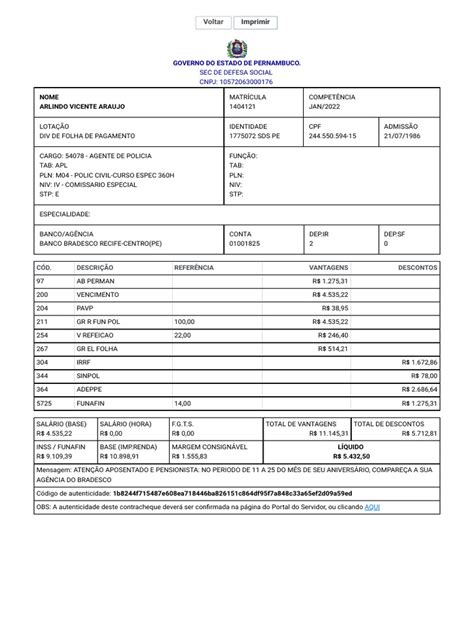 Sad Contracheque Pe