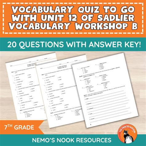 sadlier vocabulary workshop unit 12 answers