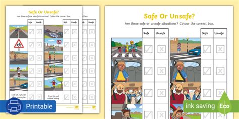 Safe And Unsafe Situations Worksheet Road Safety Twinkl Kindergarten Safe And Unsafe Worksheet - Kindergarten Safe And Unsafe Worksheet