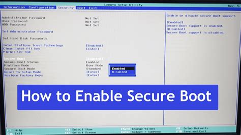 safe boot from bios