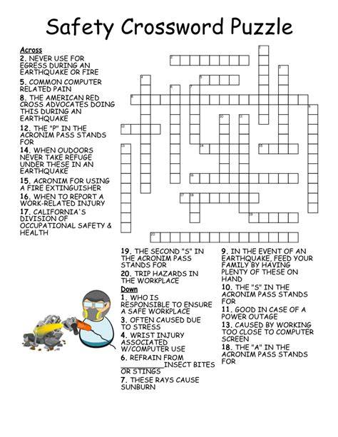 safety crosswords and answer key