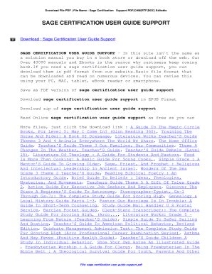 Read Sage Certification User Guide Support 