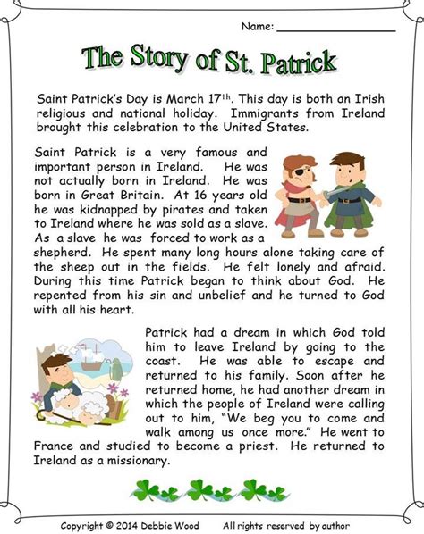 Saint Patrick X27 S Day Story Reading Fo St  Patrick S Day Worksheet - St. Patrick's Day Worksheet
