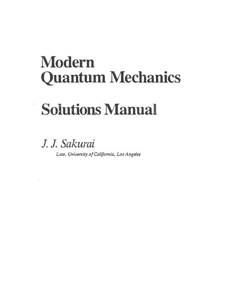 Download Sakurai Quantum Mechanics Solution For Exercises 