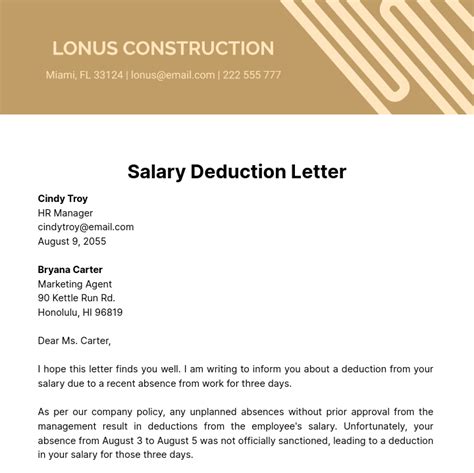 Salary Deduction Letter