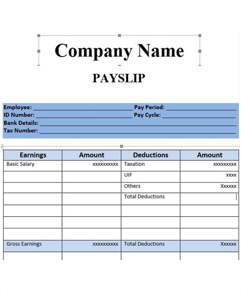 salary payment slip sample