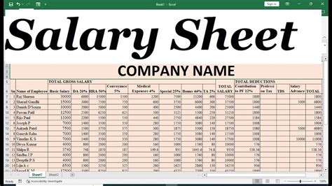 Salary Sheet In Excel