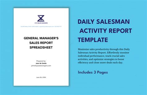 salesman daily activity report template