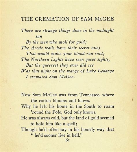 Sam Mcgee Poem