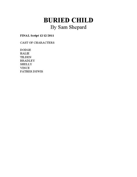 Sam Shepard Buried Child Script