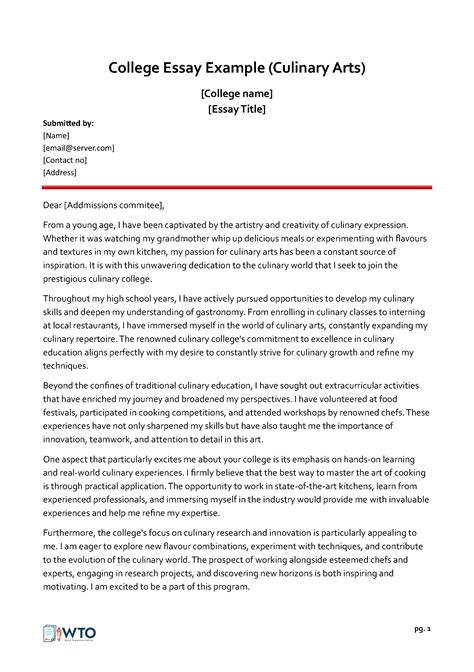 sample admissions essay for culinary school