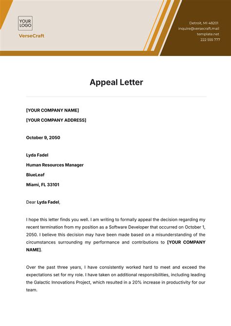 Sample Appeal Letter For Modification Denial