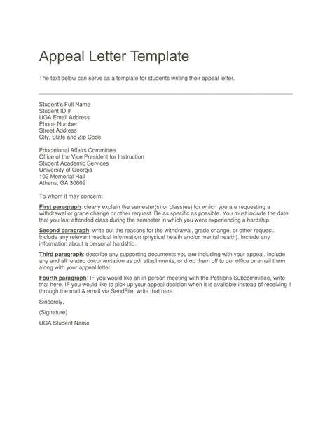 sample appeals letter for middle school