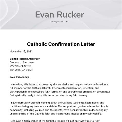 sample application letter for catholic high school