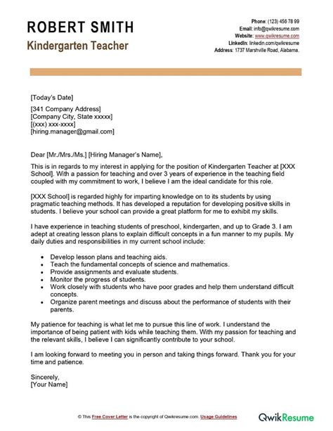 Sample Application Letter For Kindergarten Admission